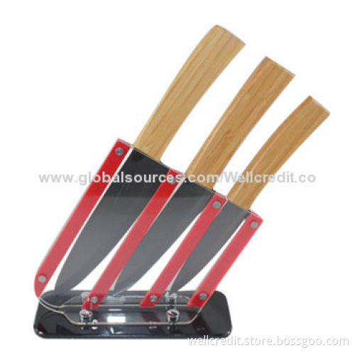 Best selling 3-piece ceramic knife set in acrylic block